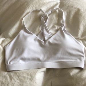 Fabletics criss cross white sports bra